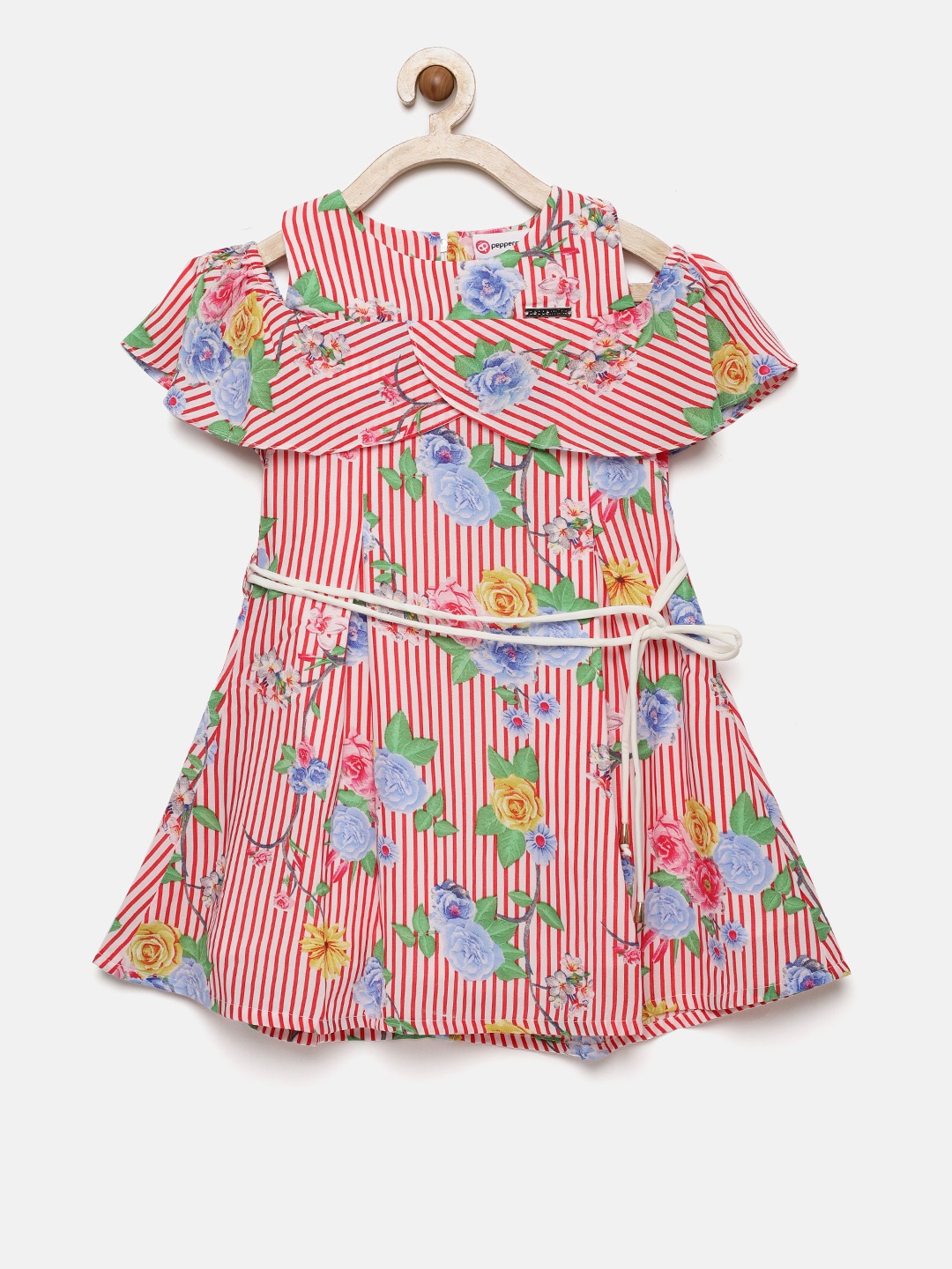 

Peppermint Girls Red Printed Fit and Flare Dress