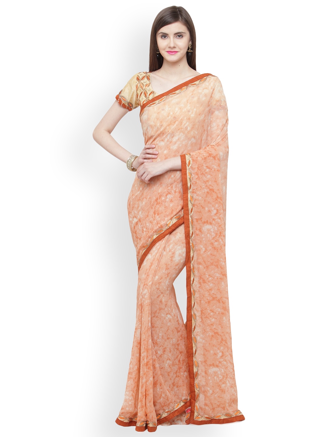 

Shaily Brown Pure Georgette Printed Saree