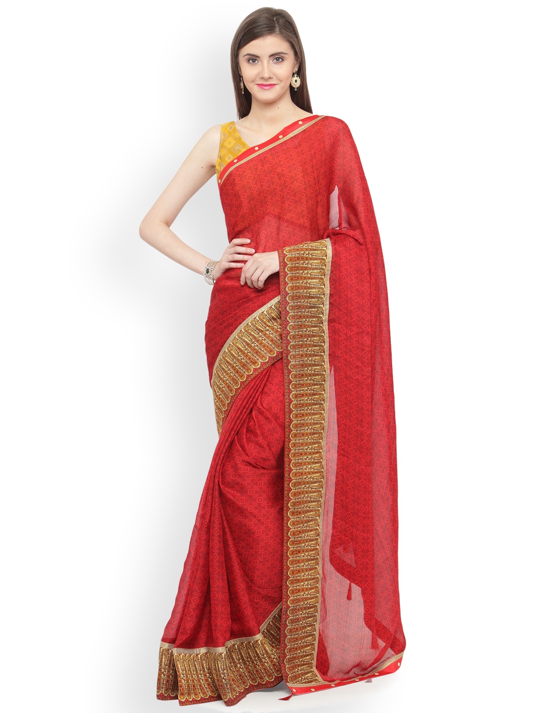 

Shaily Maroon Pure Chiffon Printed Saree