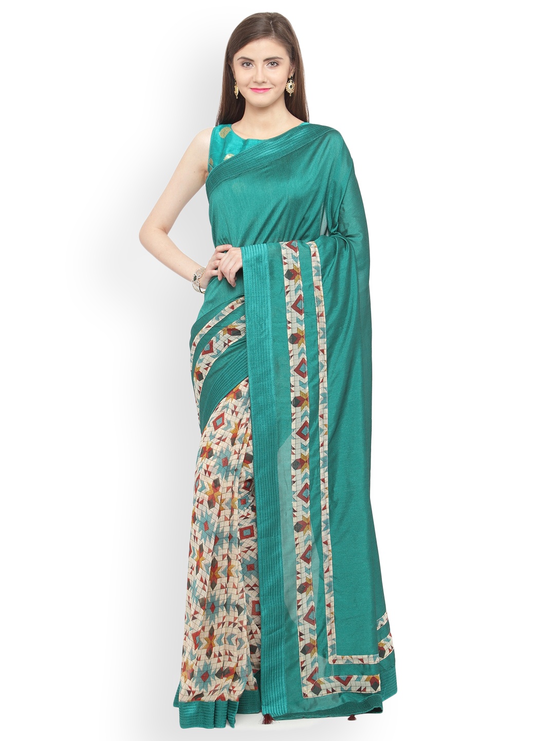 

Shaily Sea Green Georgette Printed Saree