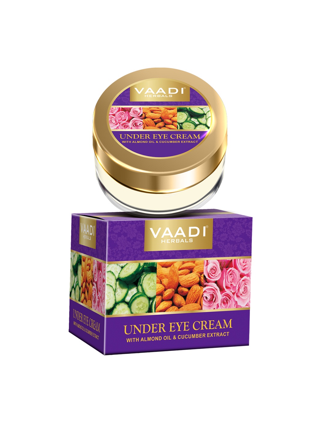 

Vaadi Herbals Under Eye Cream with Almond Oil & Cucumber Extract - 30 g, Lavender