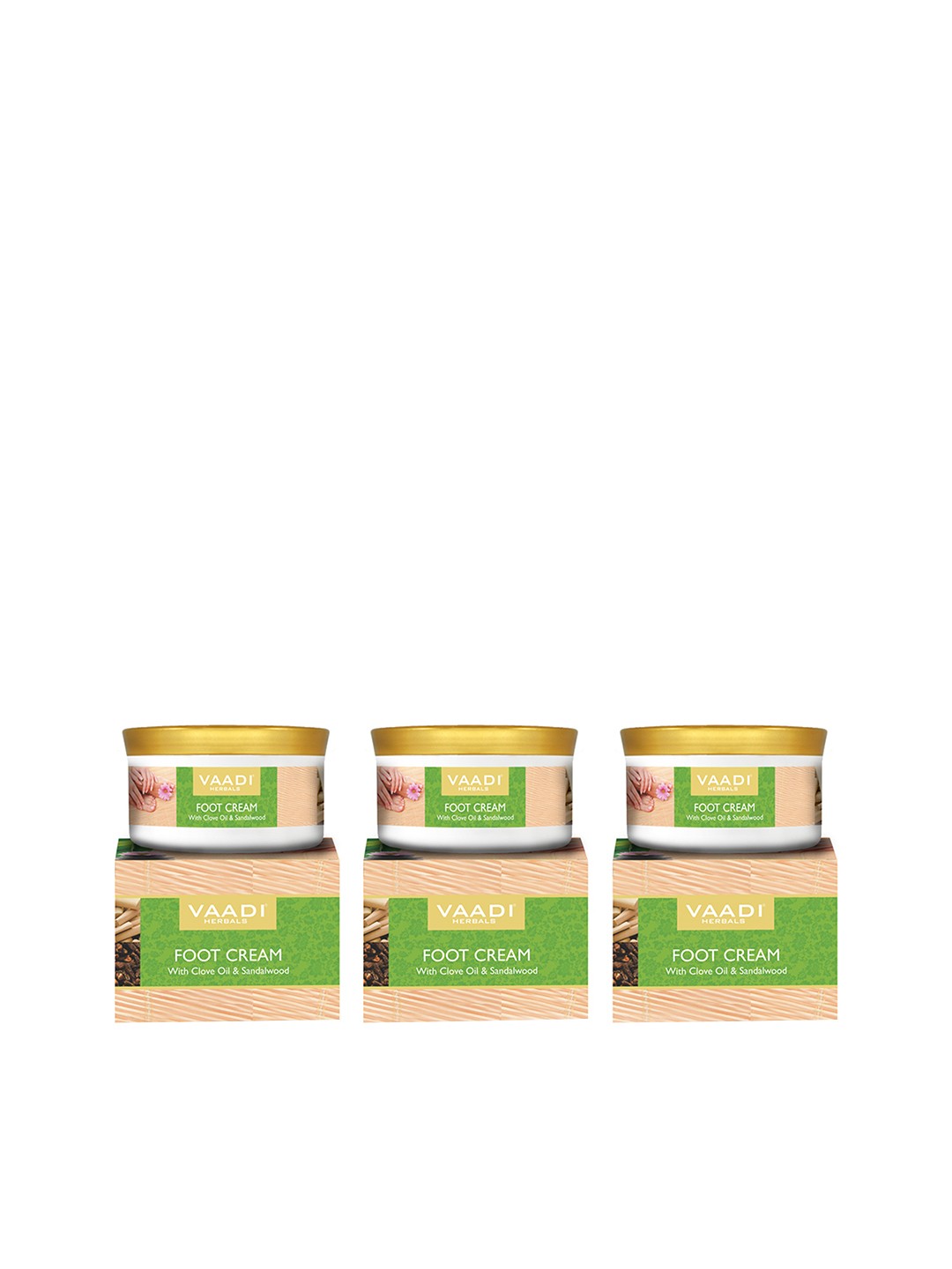 

Vaadi Herbals Unisex Pack Of 3 Clove & Sandal Oil Foot Cream, Beige