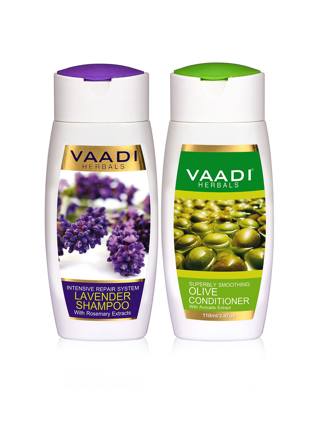 

Vaadi Herbals Set of Lavender Shampoo & Olive Conditioner - 110 ml Each, Green