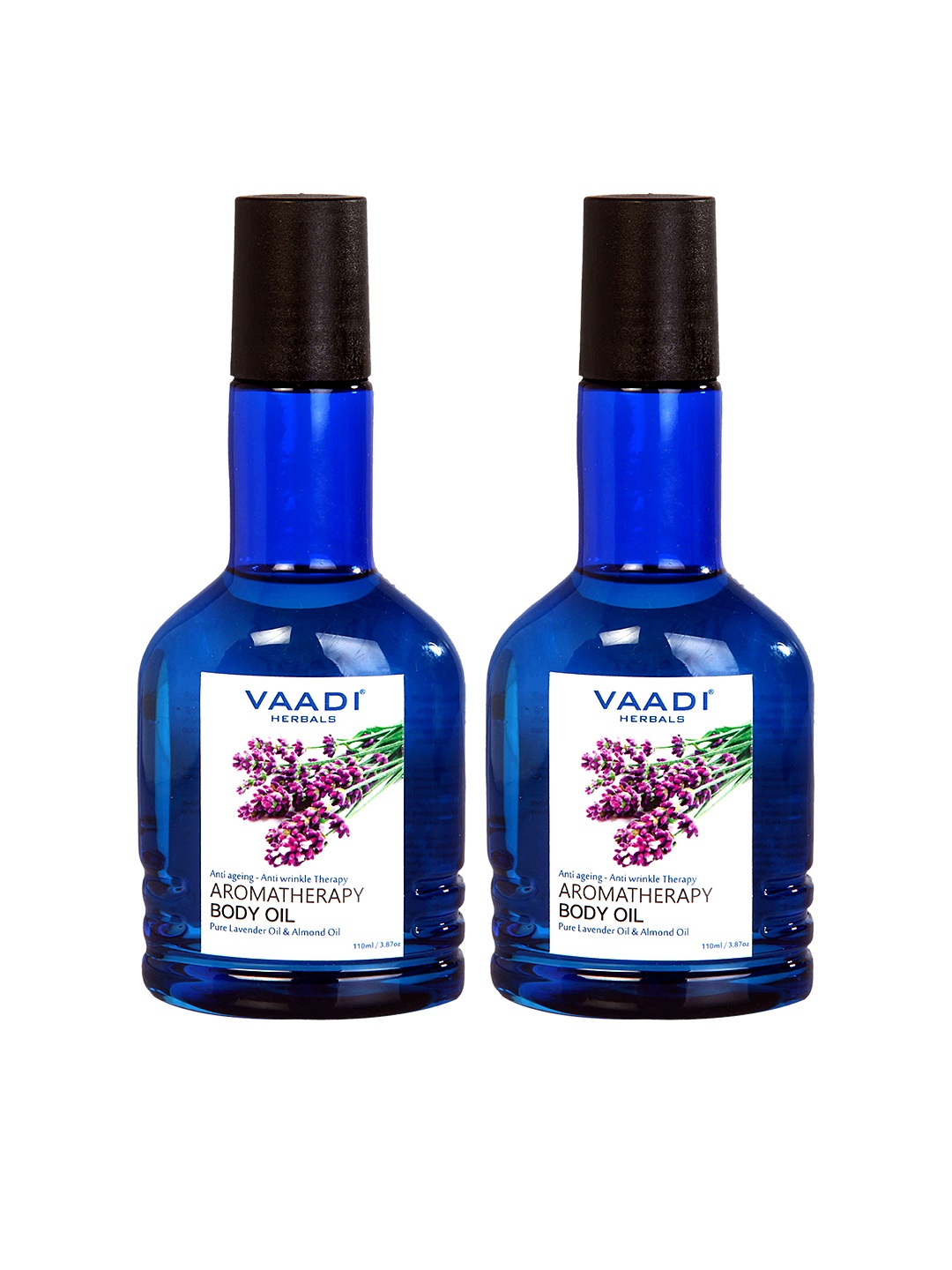 

Vaadi Herbals Set of 2 Aromatherapy Body Oils with Lavender & Almond Oil - 110ml each, Blue