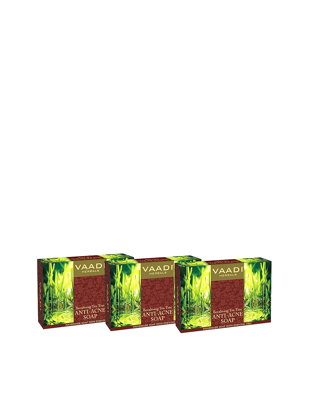 

Vaadi Herbals Set of 3 Becalming Tea Tree Soap for Anti-Acne Therapy - 75 g Each, Green