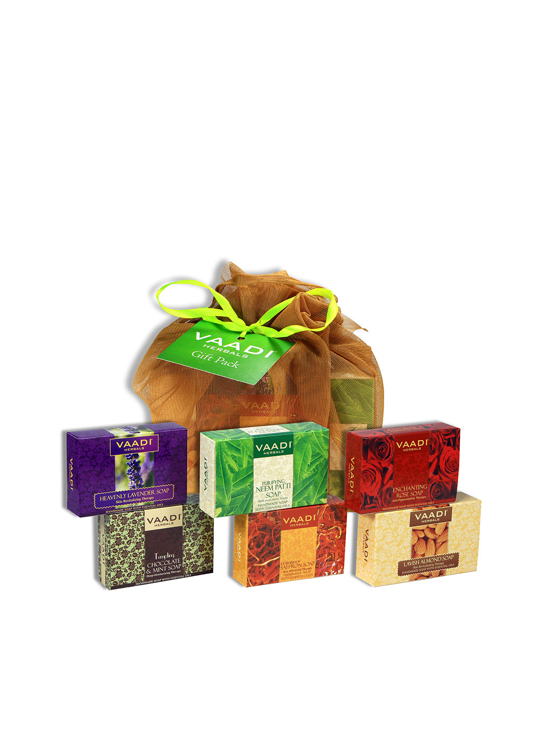

Vaadi Herbals Set of 6 Assorted Handmade Soaps with Essential Oils - 75 g Each, Multi
