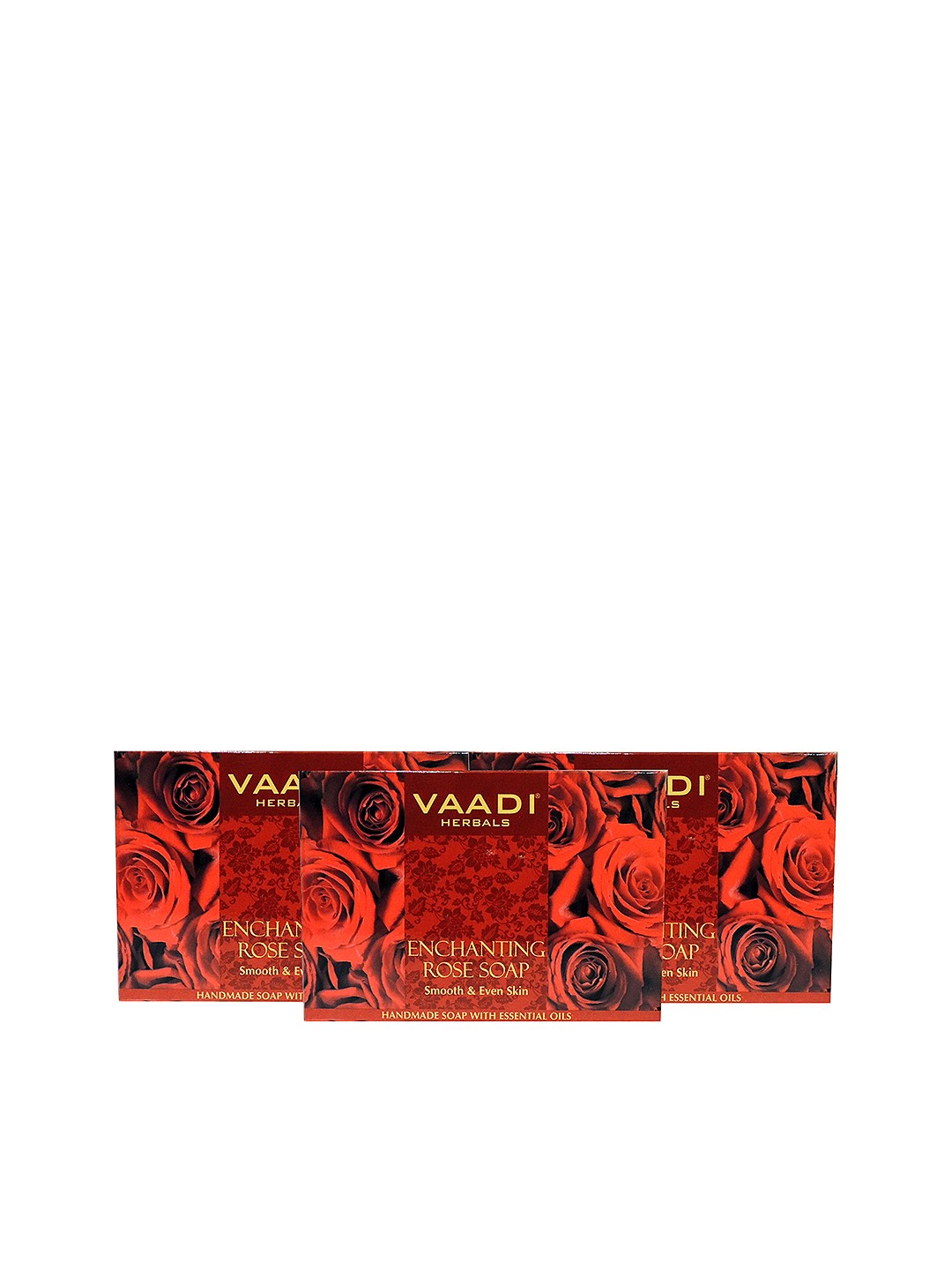 

Vaadi Herbals Set of 3 Enchanting Rose Soaps with Mulberry Extract - 75g each, Red