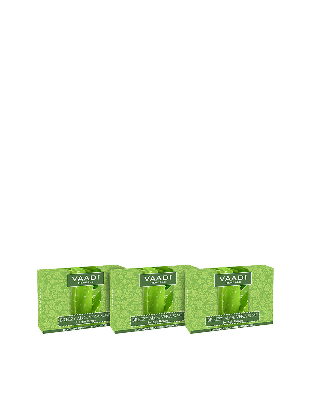 

Vaadi Herbals Set of 3 Breezy Aloe Vera Soap - 75 g, Green
