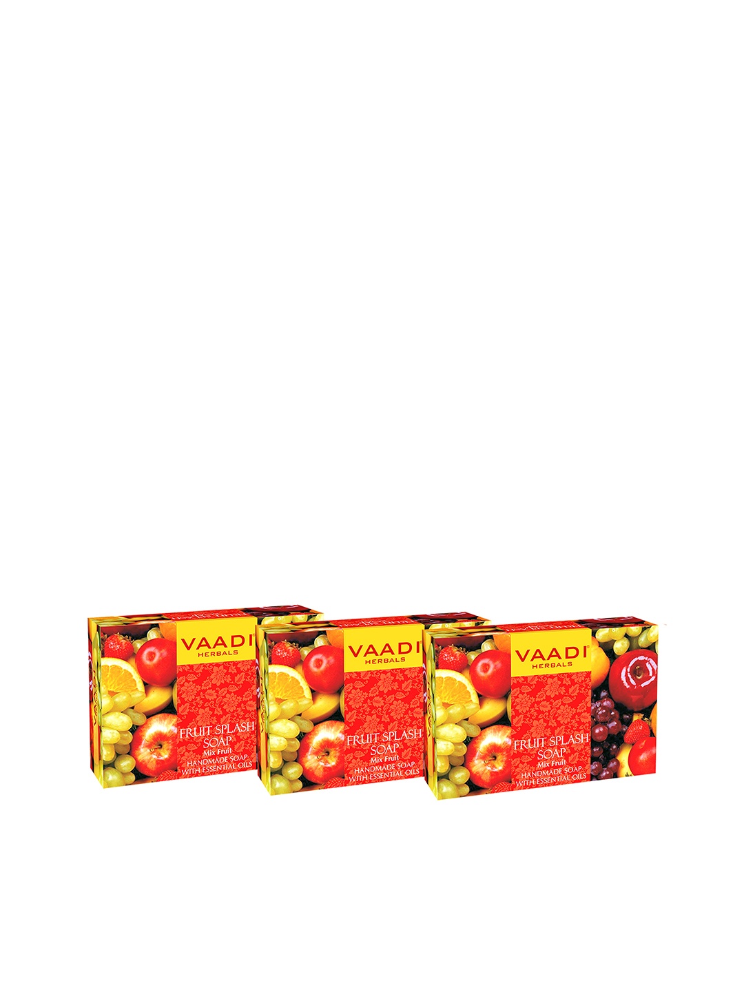 

Vaadi Herbals Set of 3 Fruit Splash Soaps - Skin Nourishing Therapy - 75g each, Red