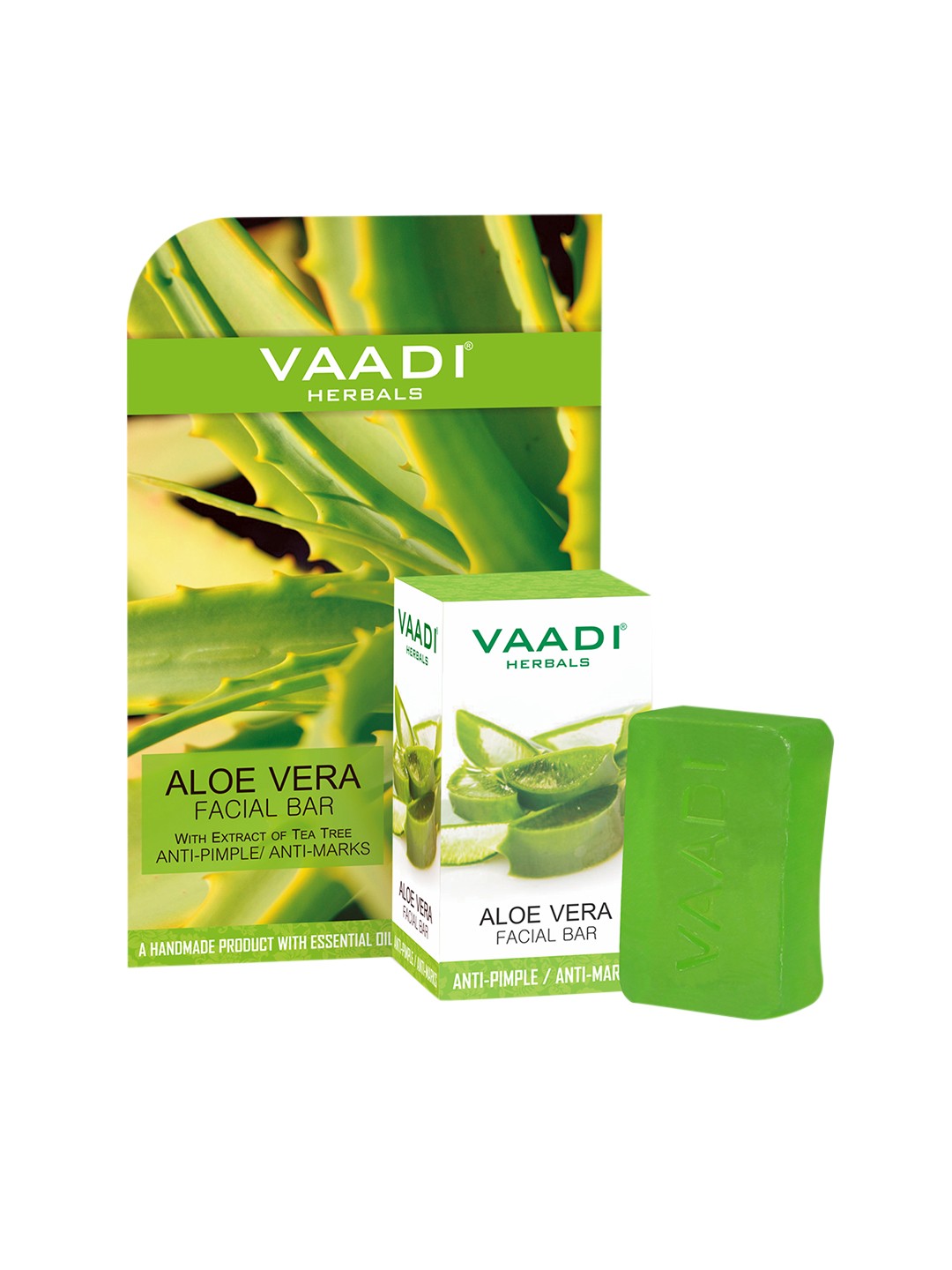 

Vaadi Herbals Aloe Vera Facial Bar with Tea Tree Extract - Anti-Pimple/Anti-Marks - 25g, Green
