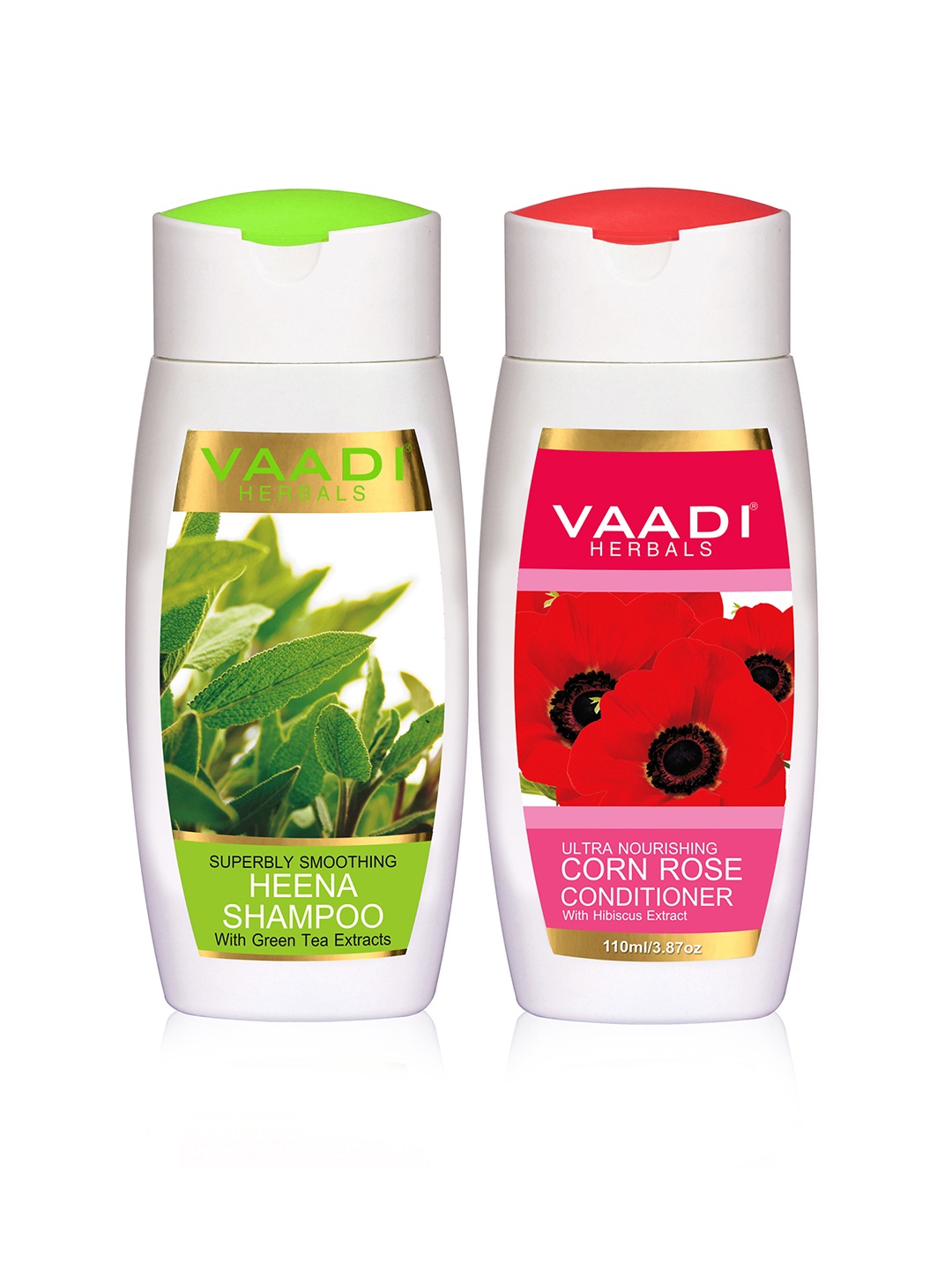 

Vaadi Herbals Set of Heena Shampoo & Corn Rose Conditioner - 110 ml Each, Green