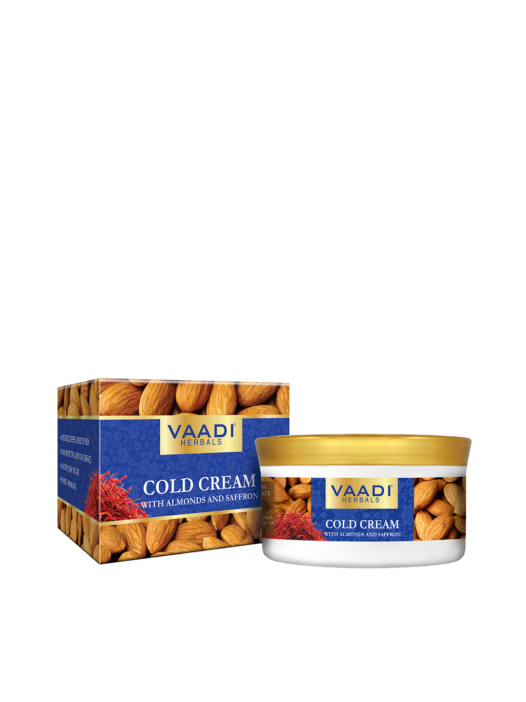 

Vaadi Herbals Cold Cream with Almonds & Saffron - 150 g, Blue