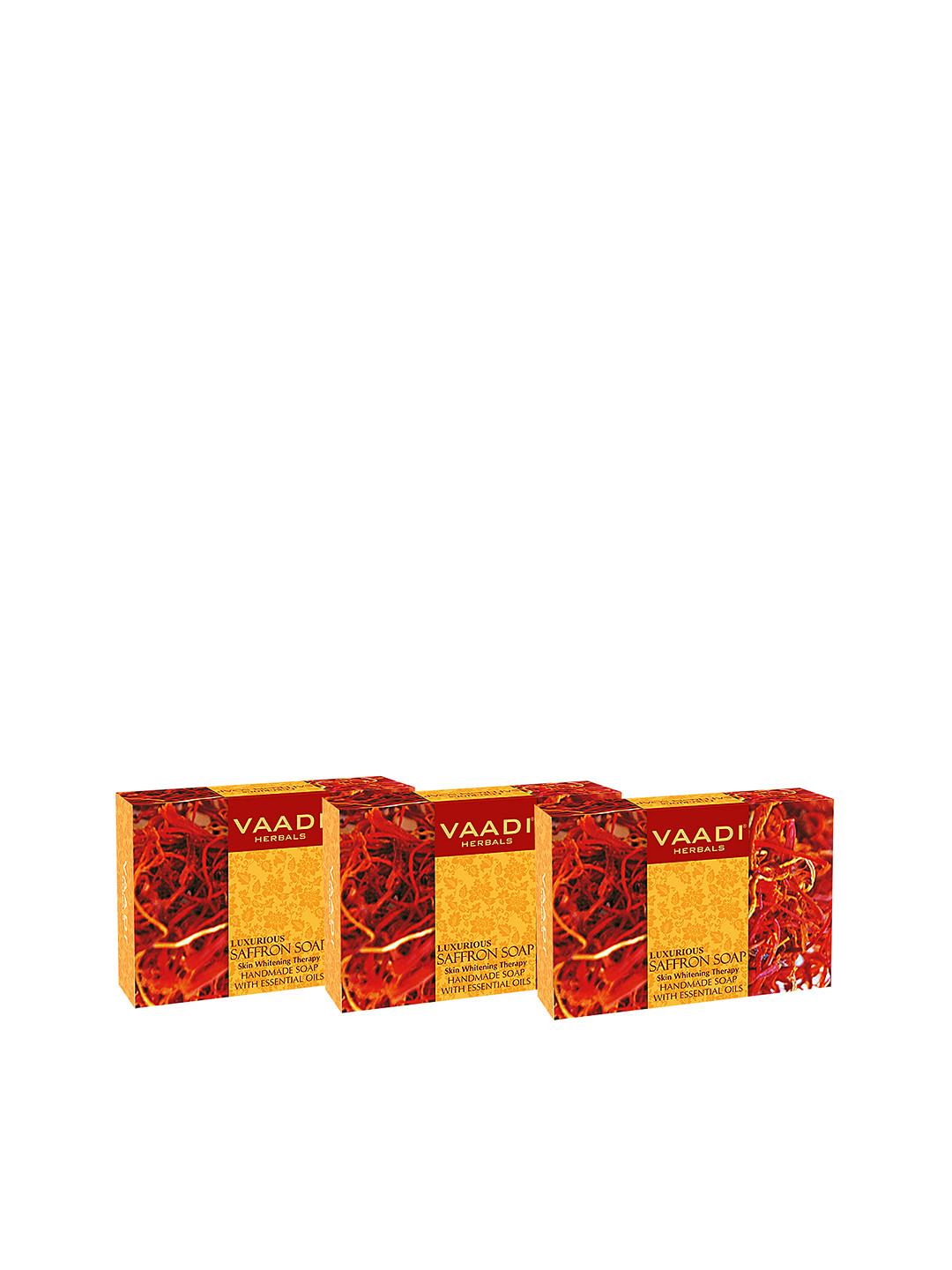 

Vaadi Herbals Set of 3 Luxurious Saffron Skin Whitening Handmade Soap - 75 g Each, Red