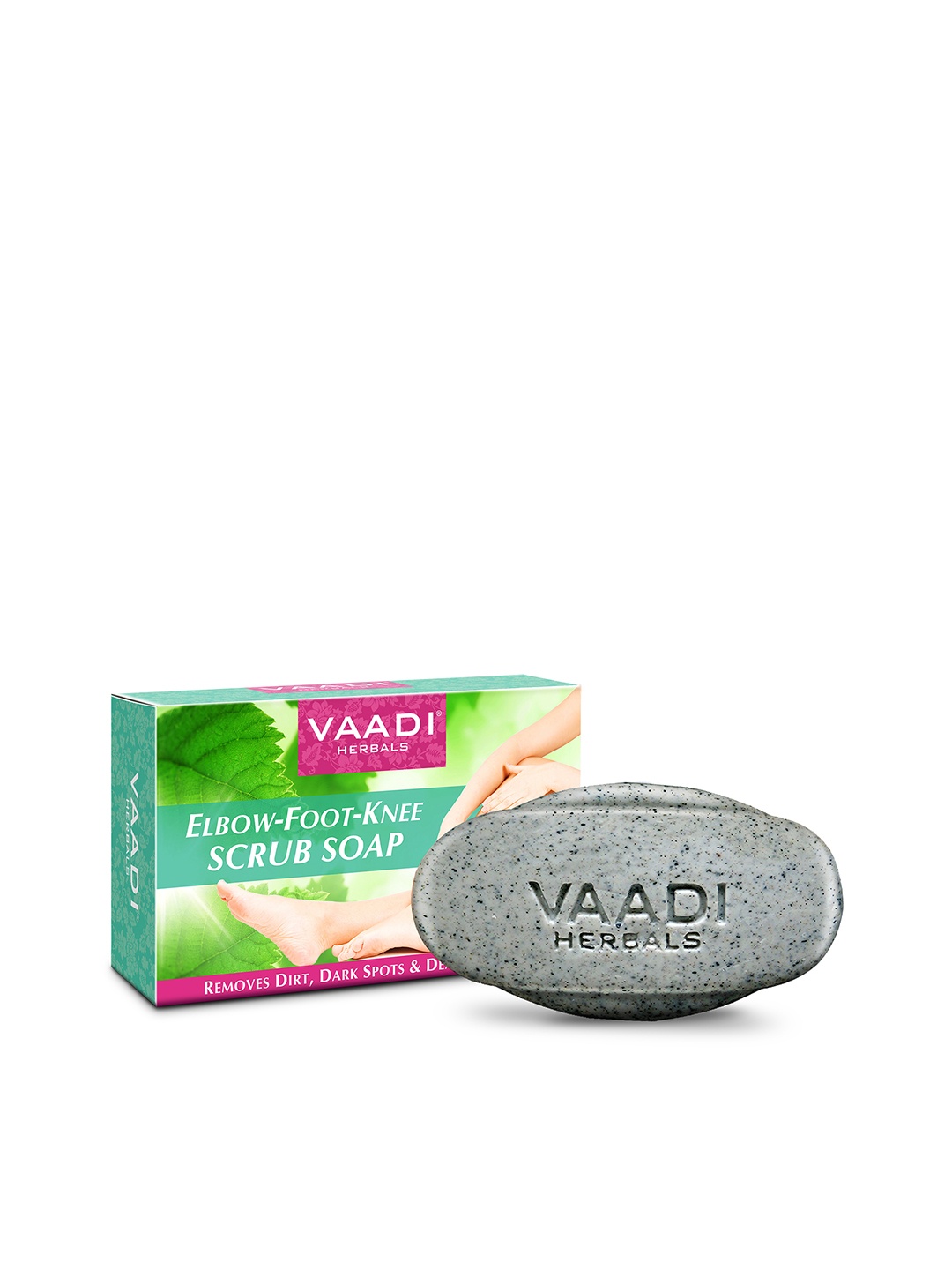 

Vaadi Herbals Elbow-Foot-Knee Scrub Soap with Almond & Walnut - 75g, Green