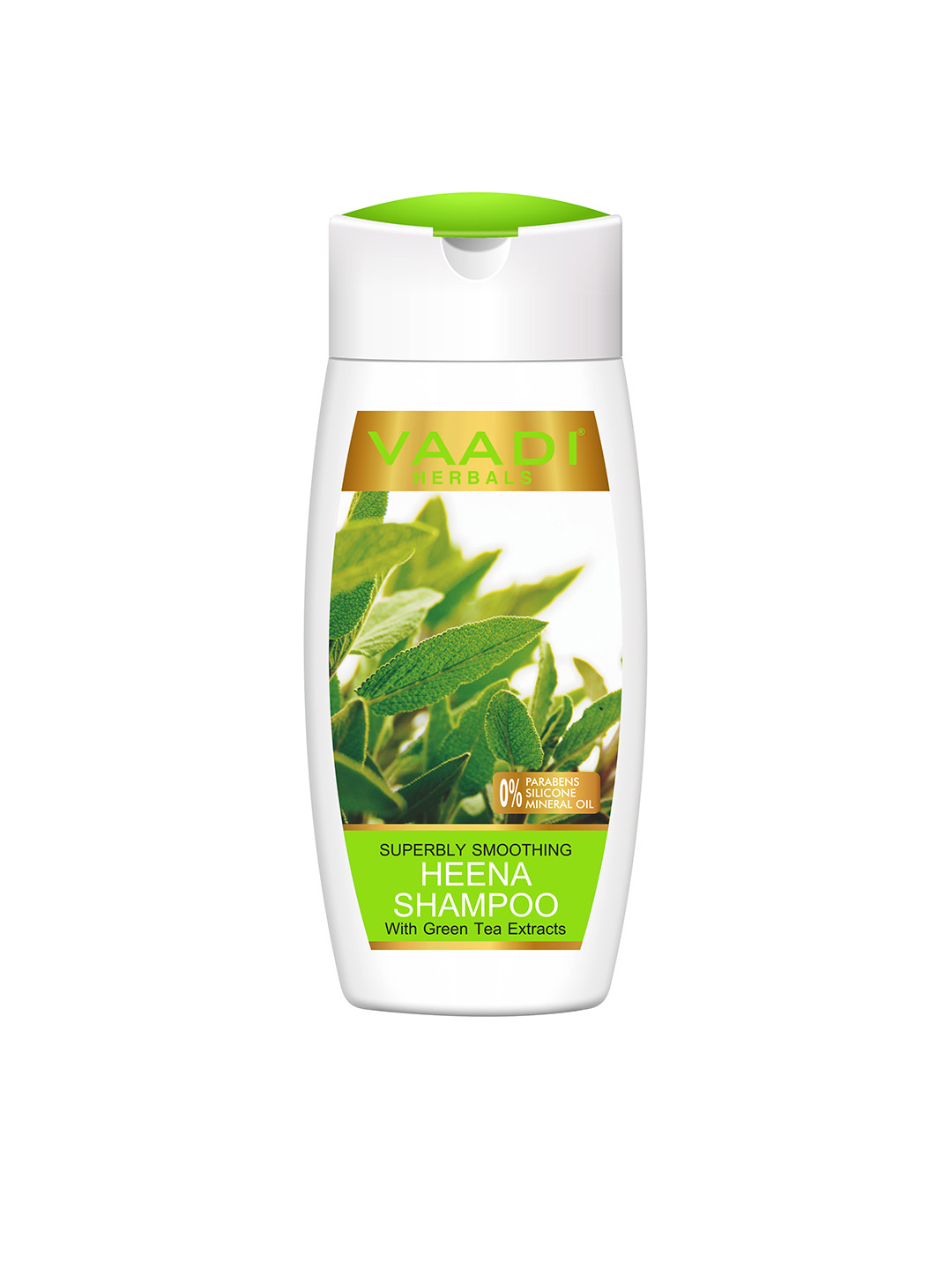 

Vaadi Herbals Unisex Superbly Smoothing Heena Shampoo with Green Tea Extracts 110 ml, White