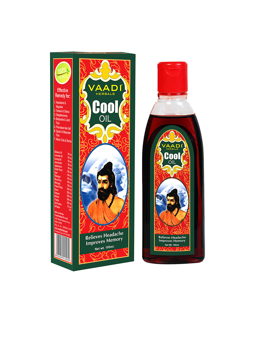 

Vaadi Herbals Cool Oil with Triphla & Almond - 100ml, Red