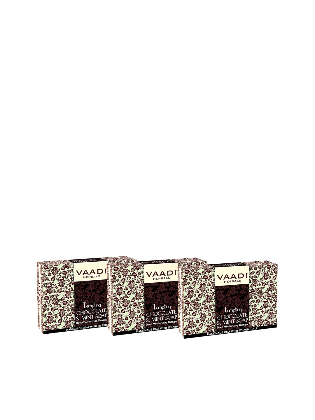 

Vaadi Herbals Set of 3 Tempting Chocolate & Mint Soaps - 75g each, Brown