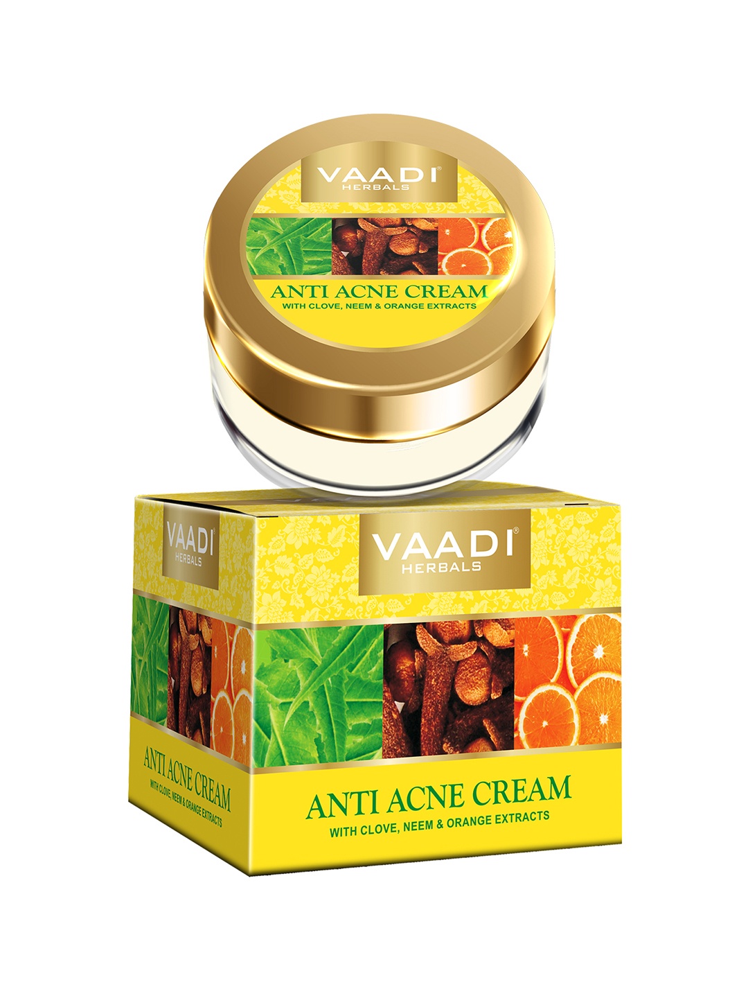 

Vaadi Herbals Anti-Acne Cream with Clove & Neem Extract - 30g, Yellow