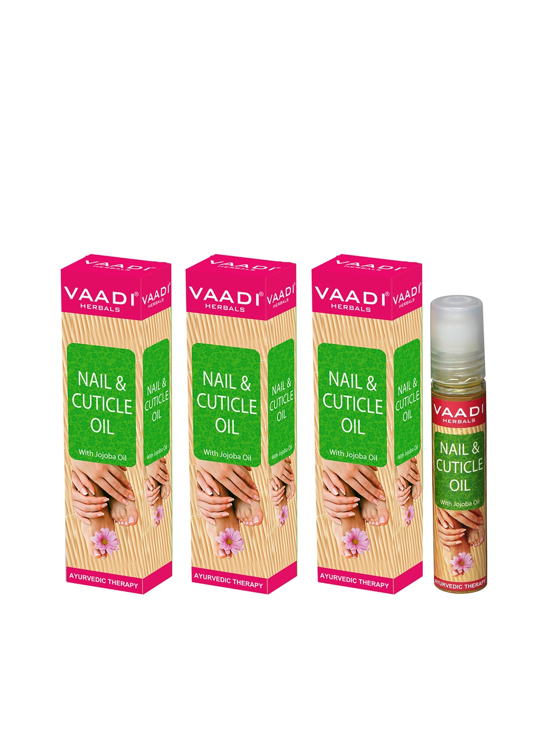 

Vaadi Herbals Unisex Pack of 3 Nail & Cuticle Oil With Jojoba Oil, Green
