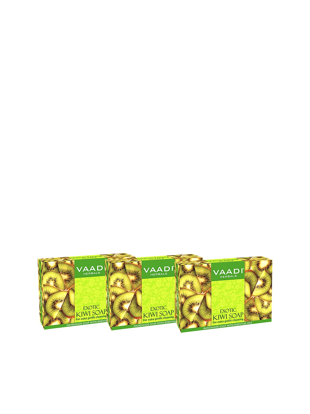 

Vaadi Herbals Set of 3 Exotic Kiwi Soaps with Green Apple Extract - 75g each