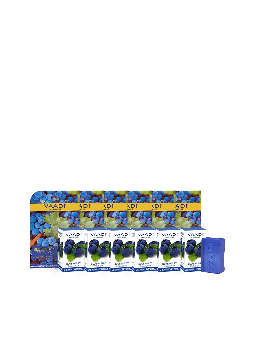 

Vaadi Herbals Unisex Value Pack of 6 Blueberry Facial Bars with Extract of Mint, Blue