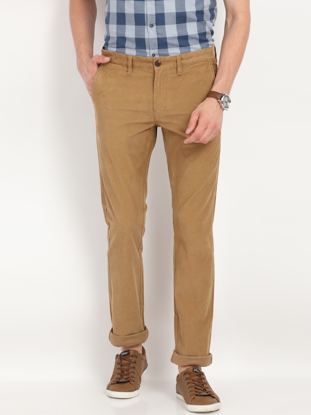 

Indian Terrain Men Khaki Brooklyn Slim Fit Solid Chinos