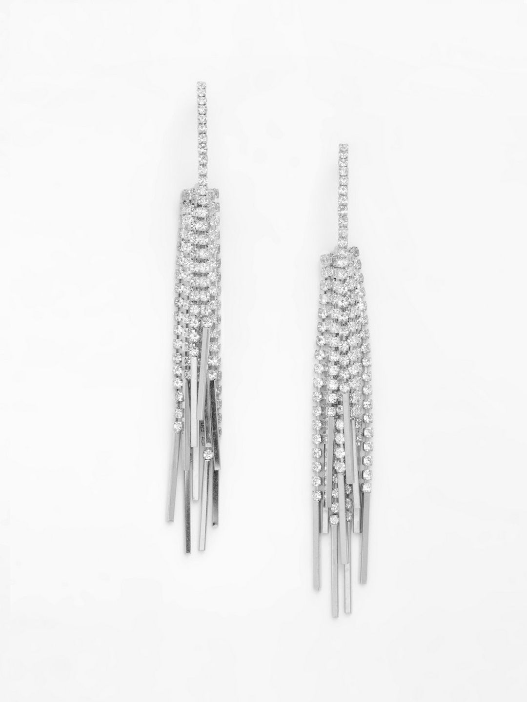 

Moedbuille Silver-Toned Contemporary Drop Earrings
