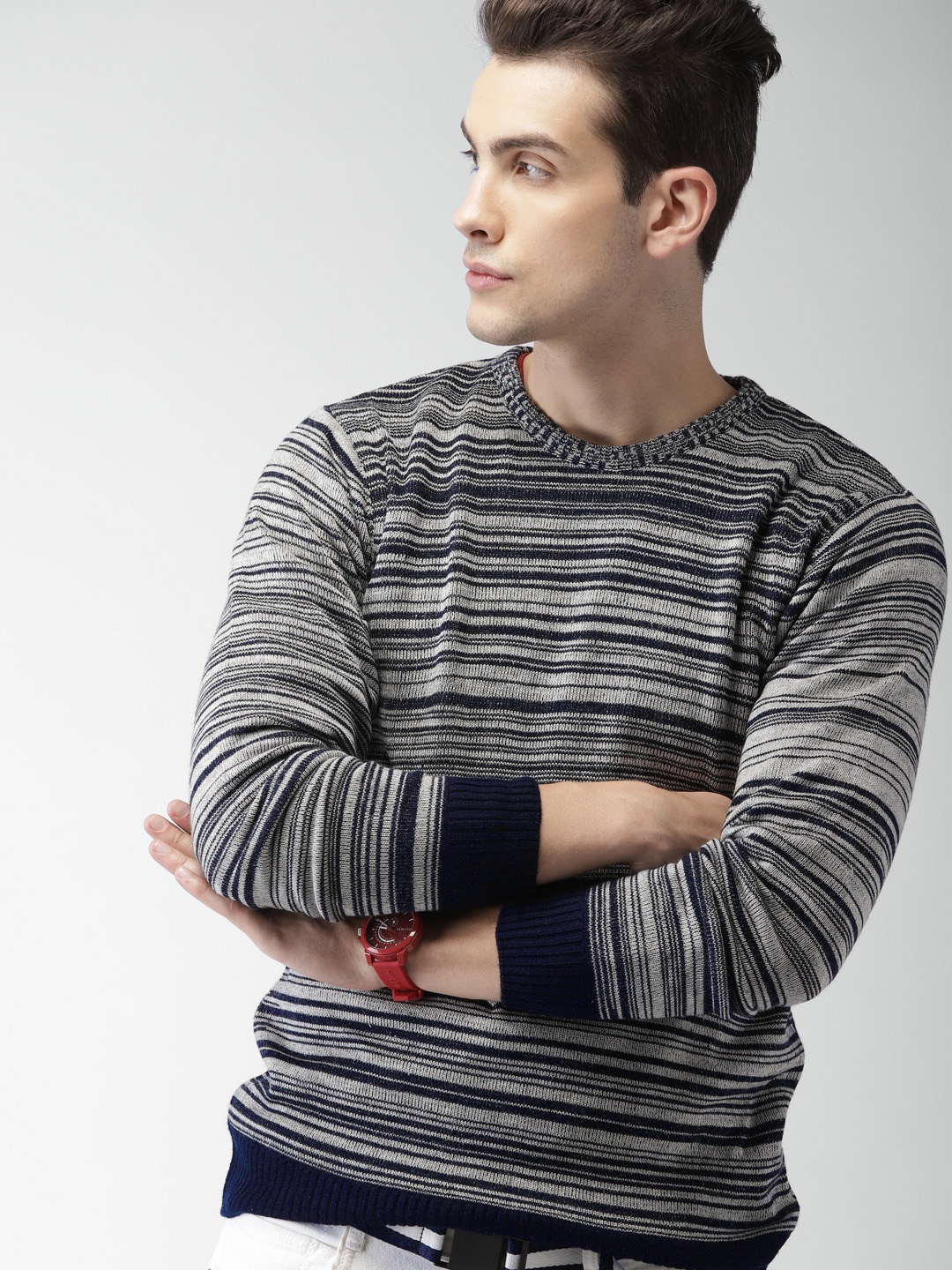 

Harvard Men Navy & Grey Solid Pullover, Navy blue