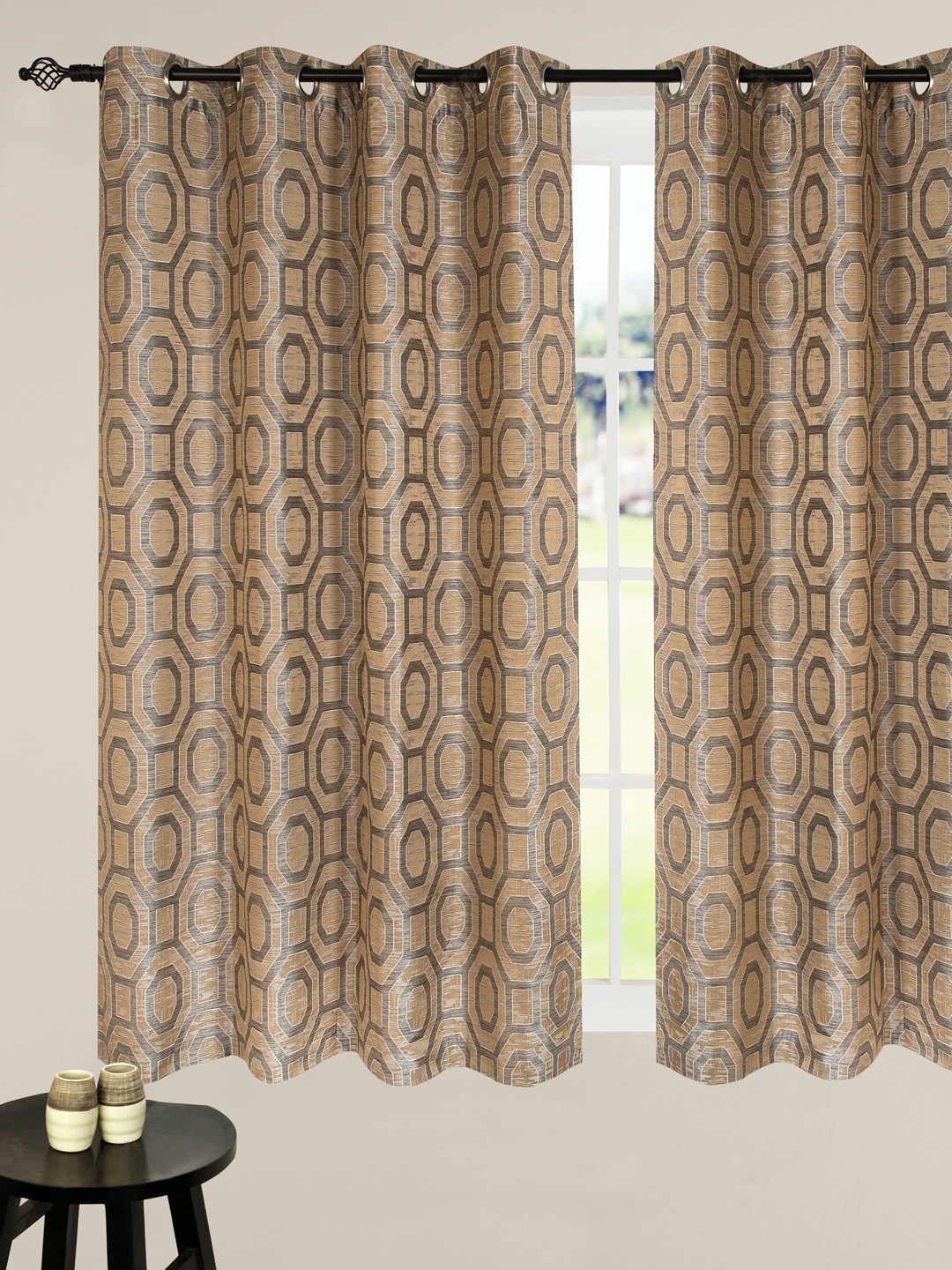 

Deco Window Beige Hexagon Single Curtain