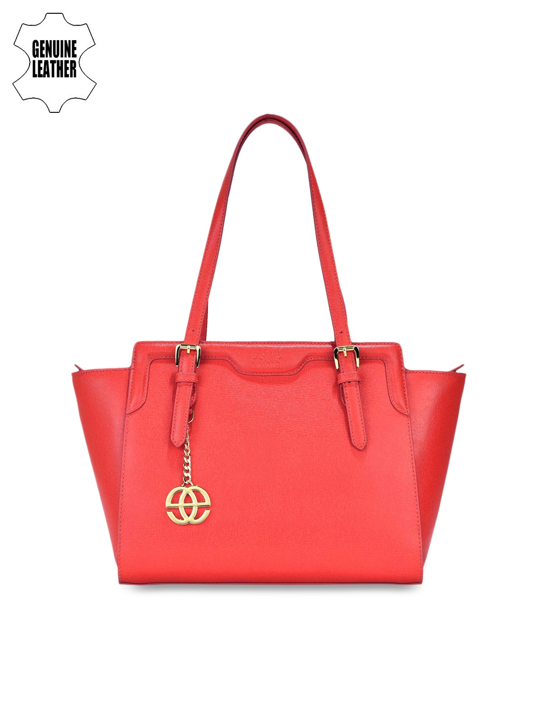 

Eske Red Solid Leather Tote Bag