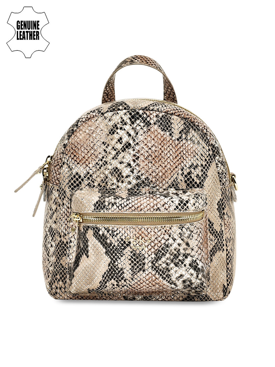 

Eske Multicolored Leather Textured Backpack, Cream