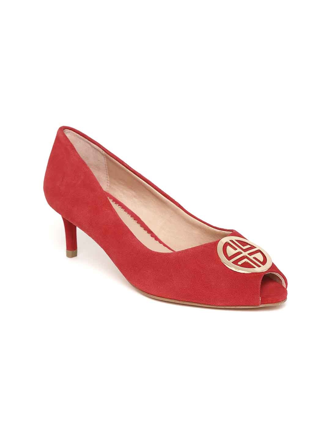 

Carlton London Women Red Leather Solid Peep Toes