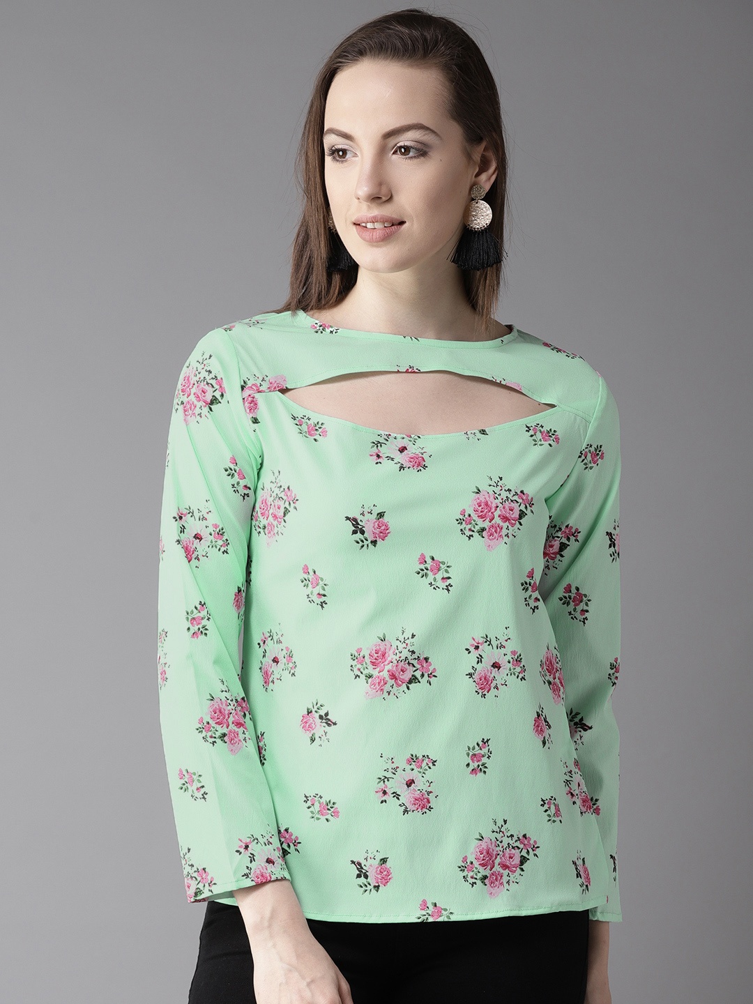 

HERE&NOW Women Green Floral Print Top