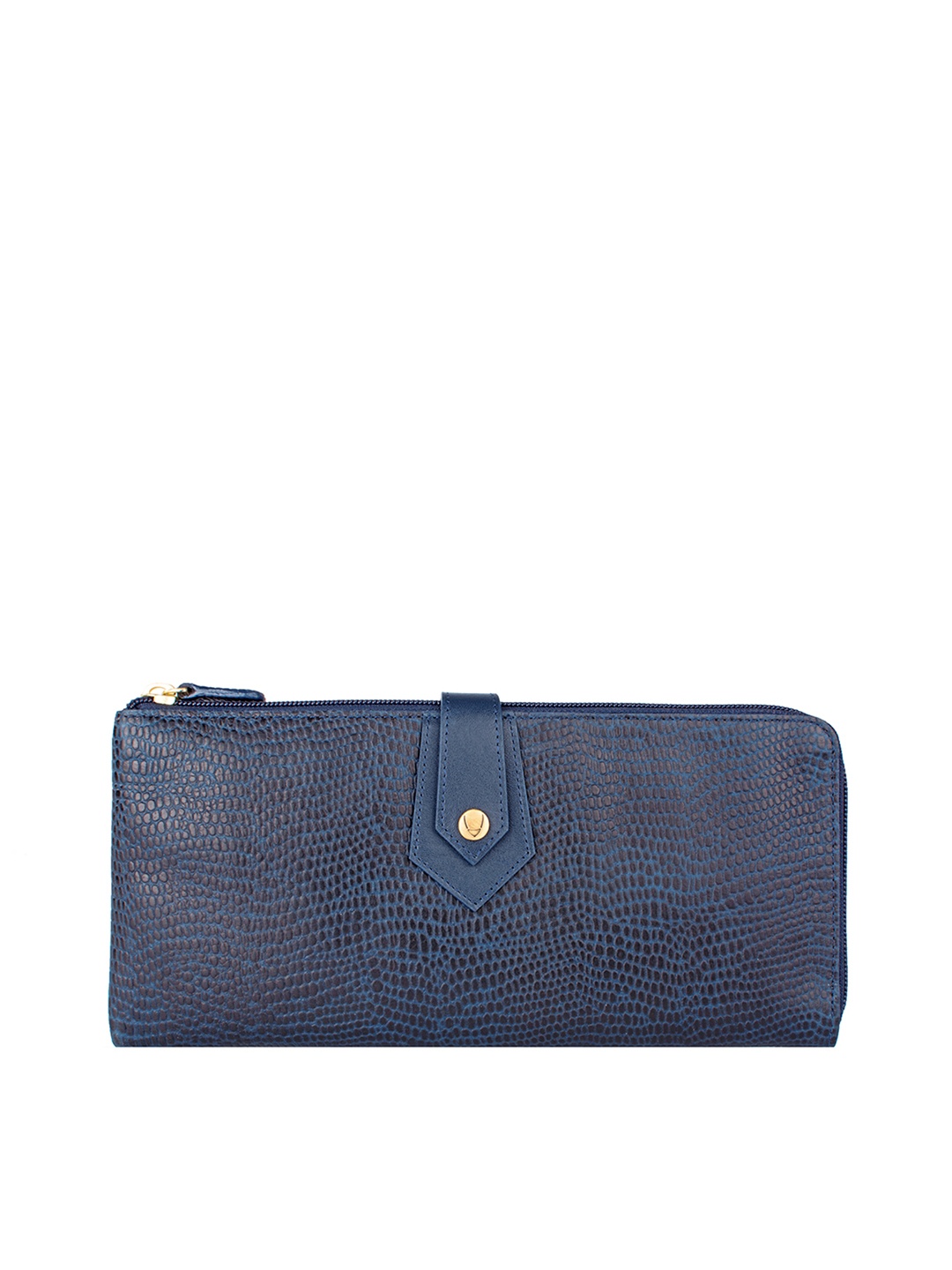 

Hidesign Women Navy Blue Textured Zip Around Wallet