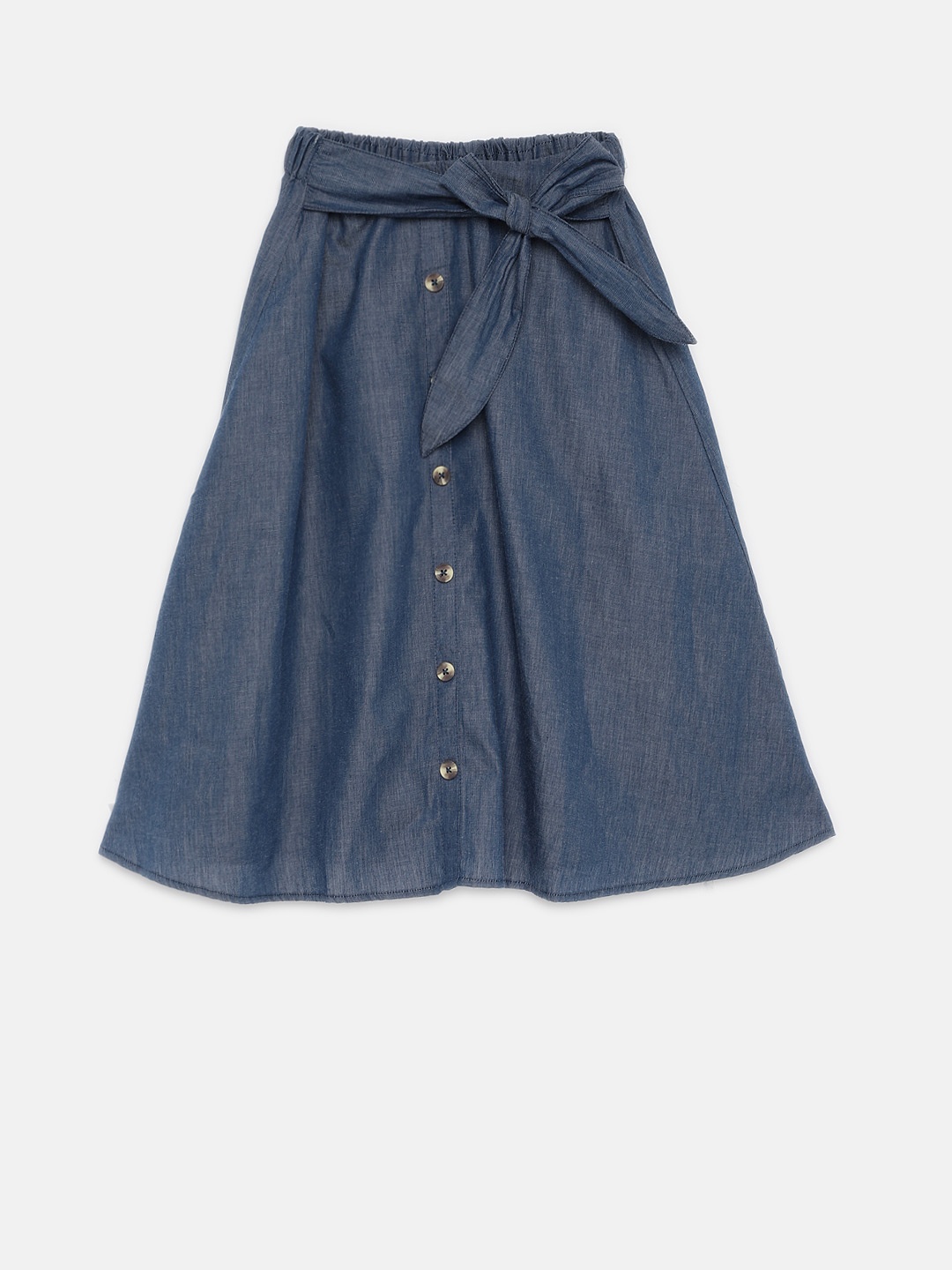 

Fame Forever by Lifestyle Girls Navy Blue Midi Flared Pure Cotton Skirt