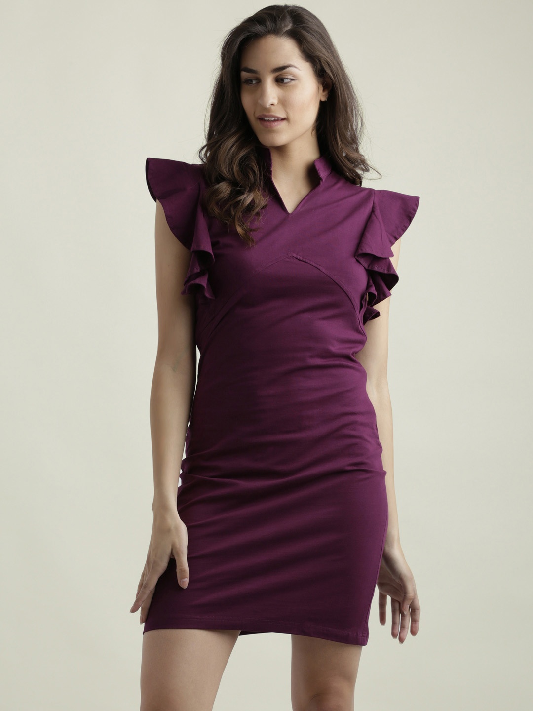 

Miss Chase Women Magenta Solid Bodycon Dress