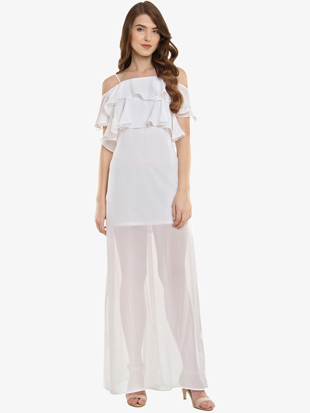 

Miss Chase Women Off-White Solid Maxi Dress