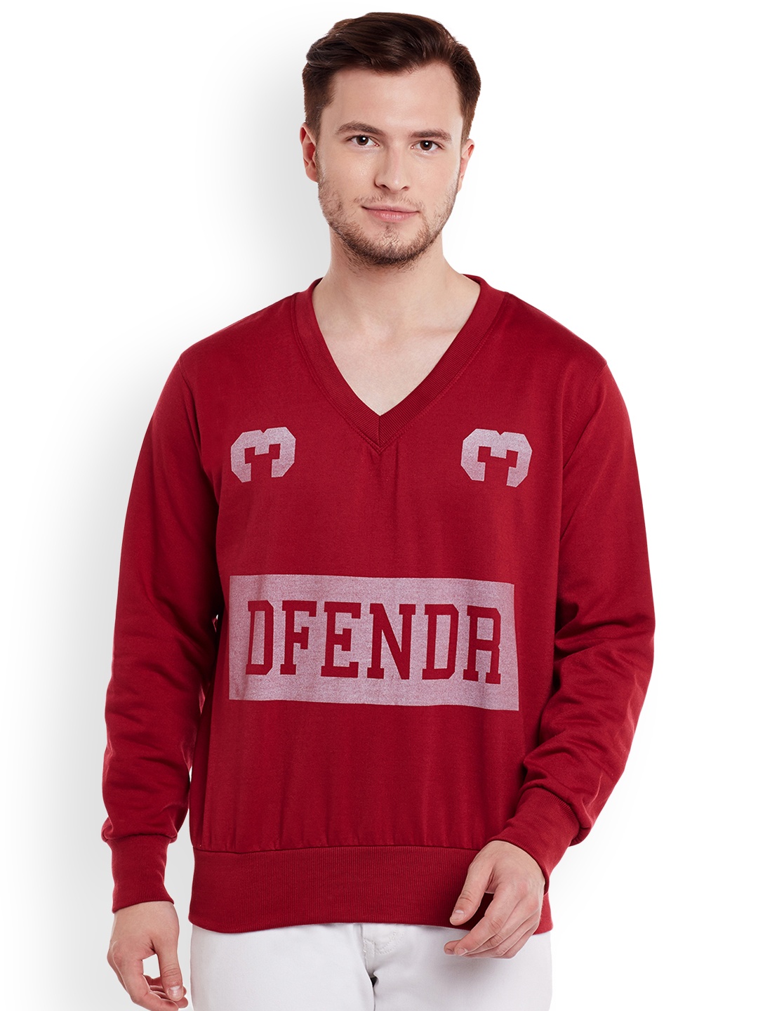 

VIMAL JONNEY Men Red Printed Sweatshirt
