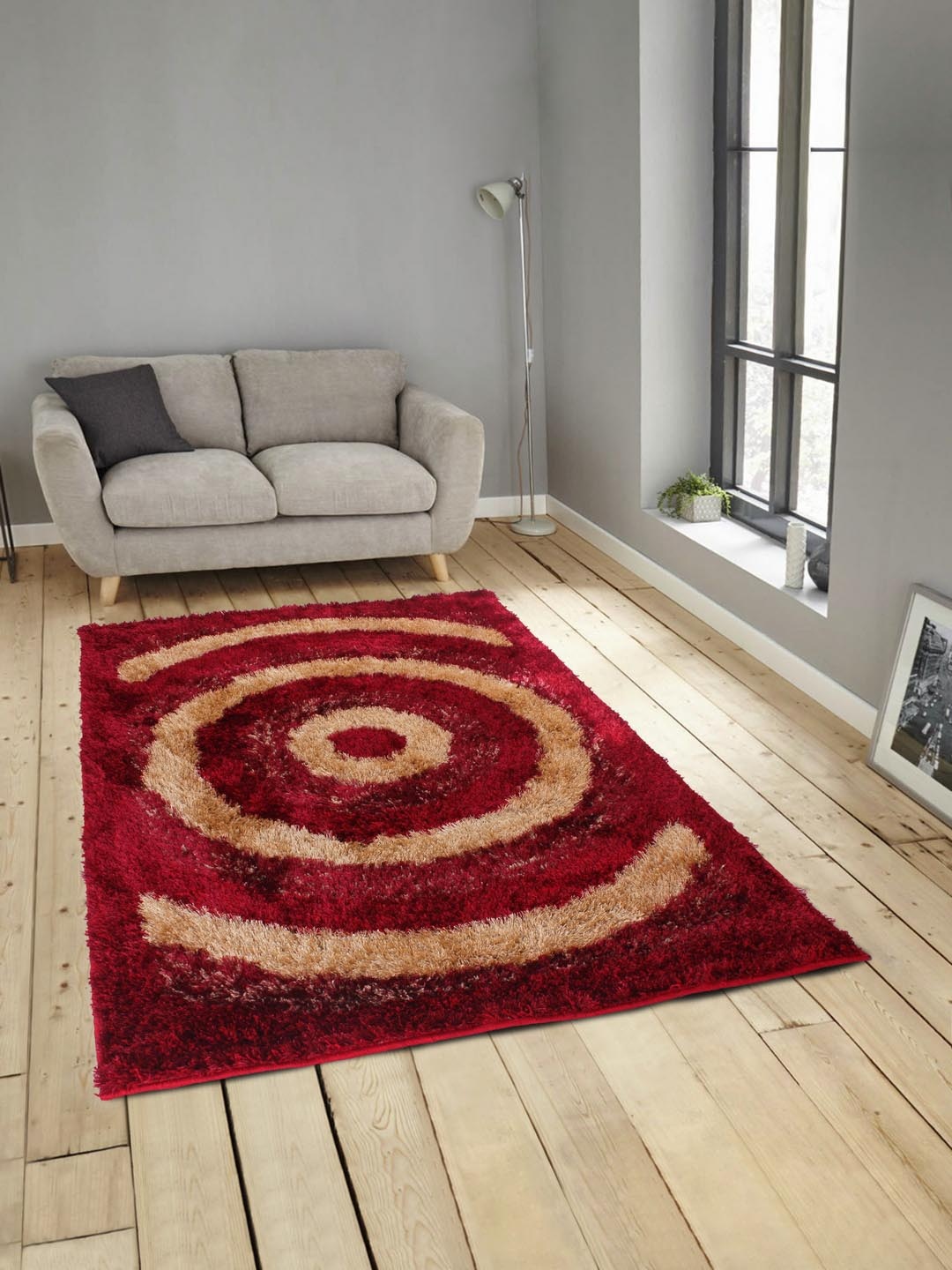 

ROMEE Red & Beige Patterned Carpet