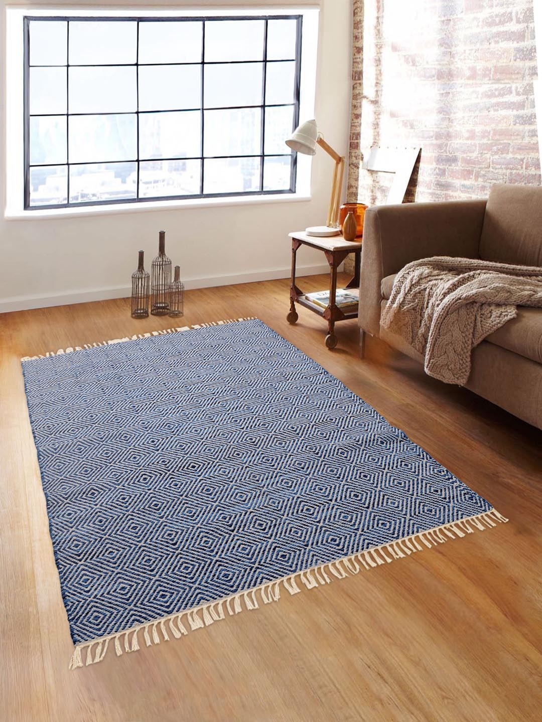 

ROMEE Blue Patterned Dhurrie