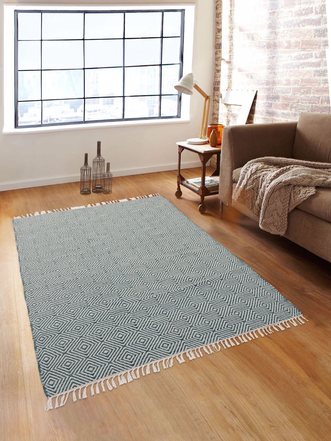 

ROMEE Green Patterned Dhurrie