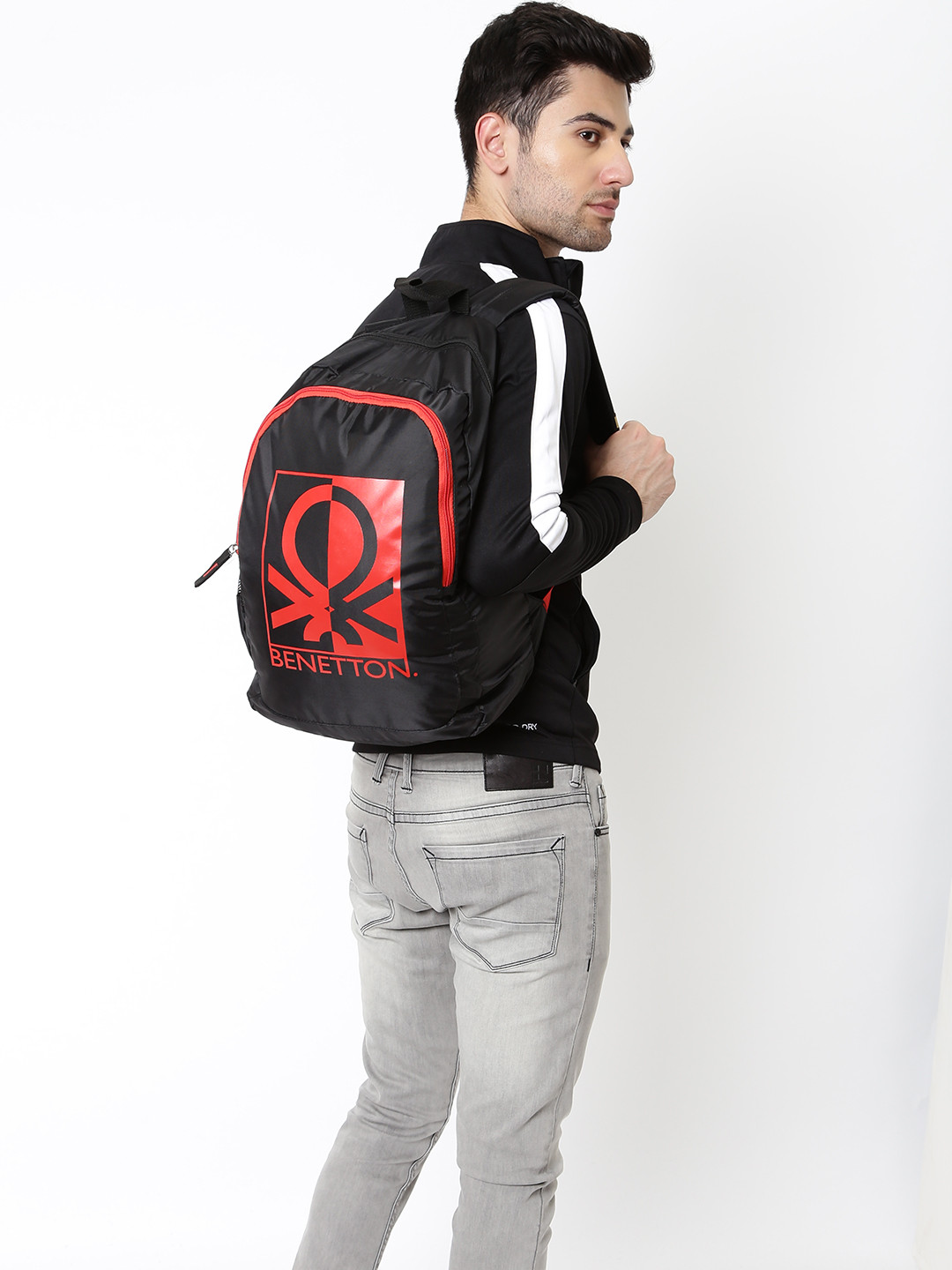 

United Colors of Benetton Unisex Red & Black Brand Logo Backpack