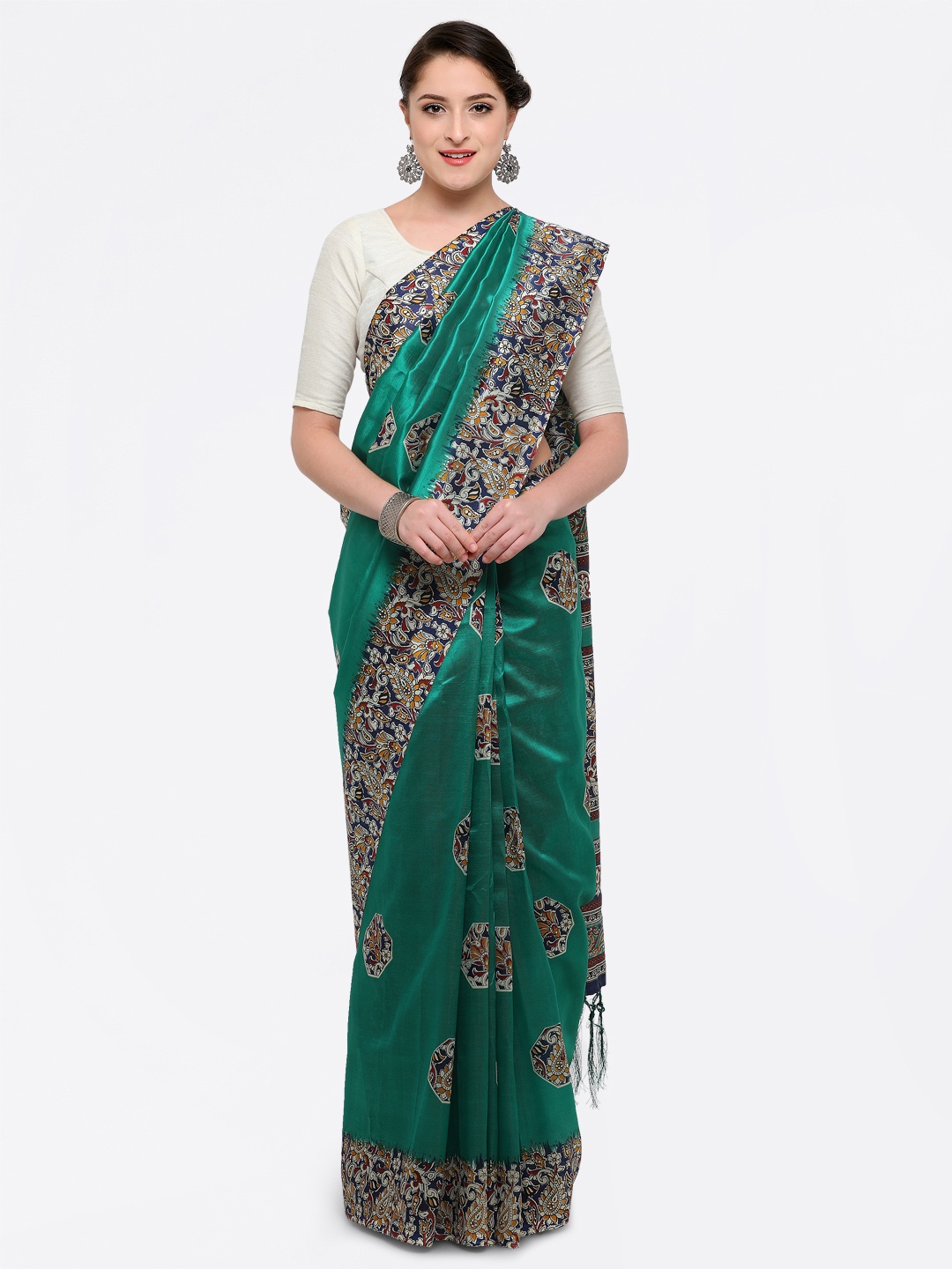 

Saree mall Green & Green Art Silk Printed Khadi Saree