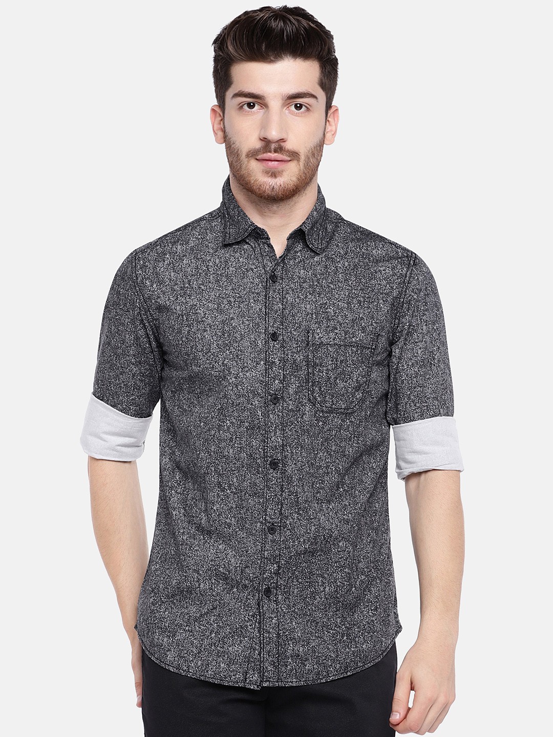 

SPYKAR Men Black Slim Fit Solid Casual Shirt