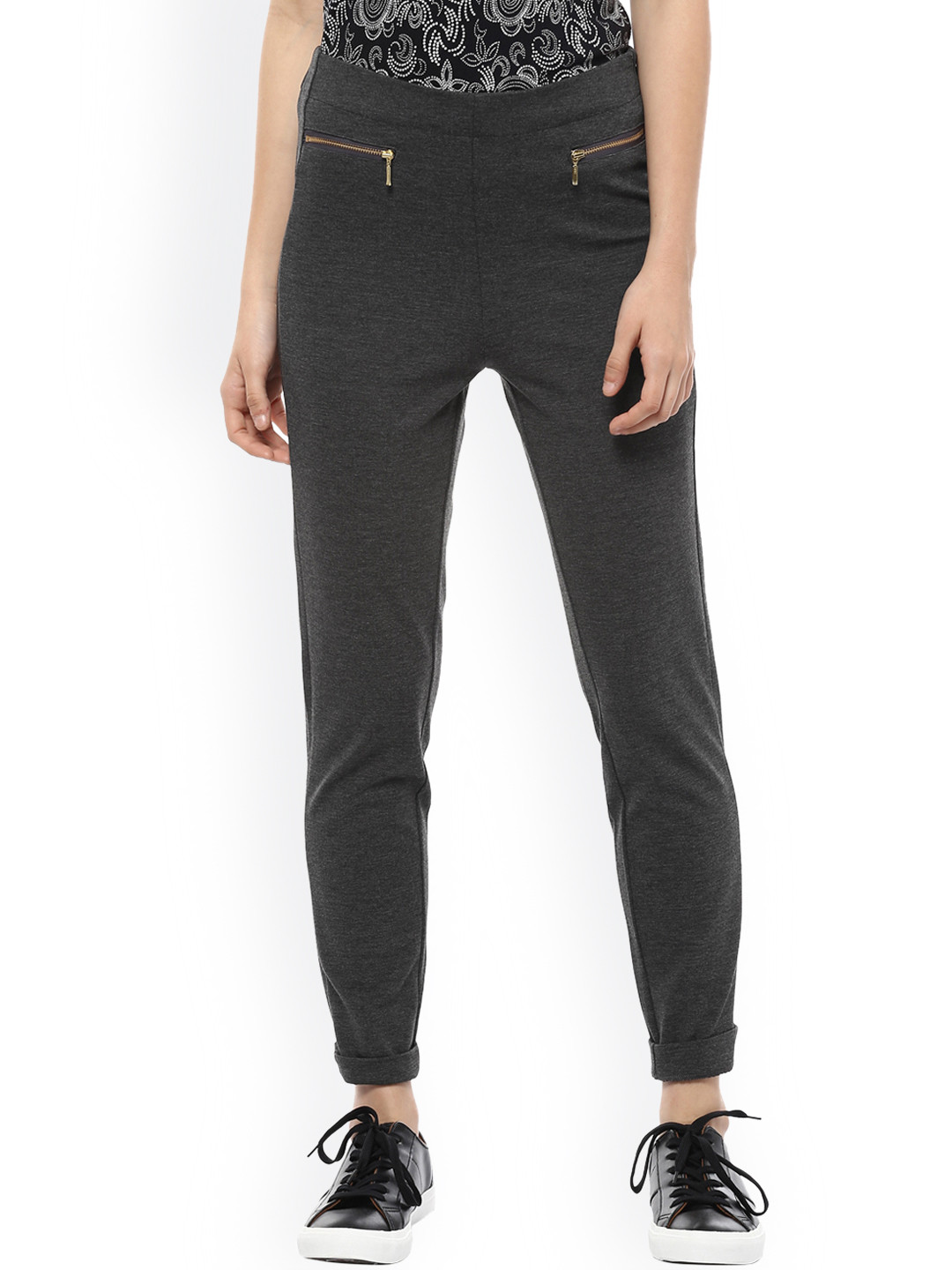 

Allen Solly Woman Women Grey Regular Fit Solid Regular Trousers