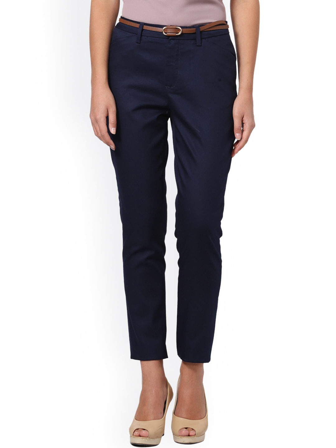 

Allen Solly Woman Women Navy Blue Regular Fit Solid Chinos