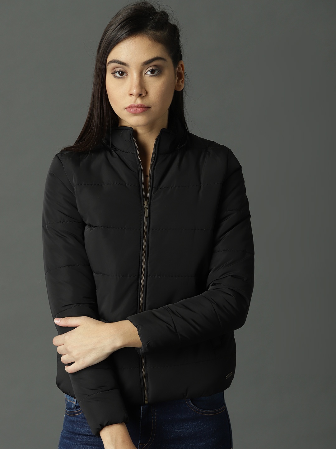 

Roadster Women Black Solid Parka Jacket