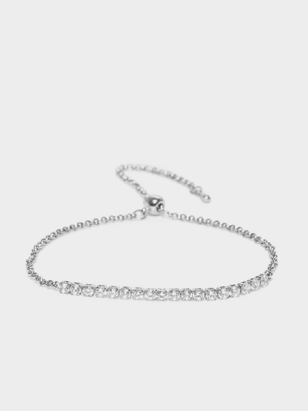 

OOMPH Silver-Toned & White Brass Silver-Plated Handcrafted Charm Bracelet