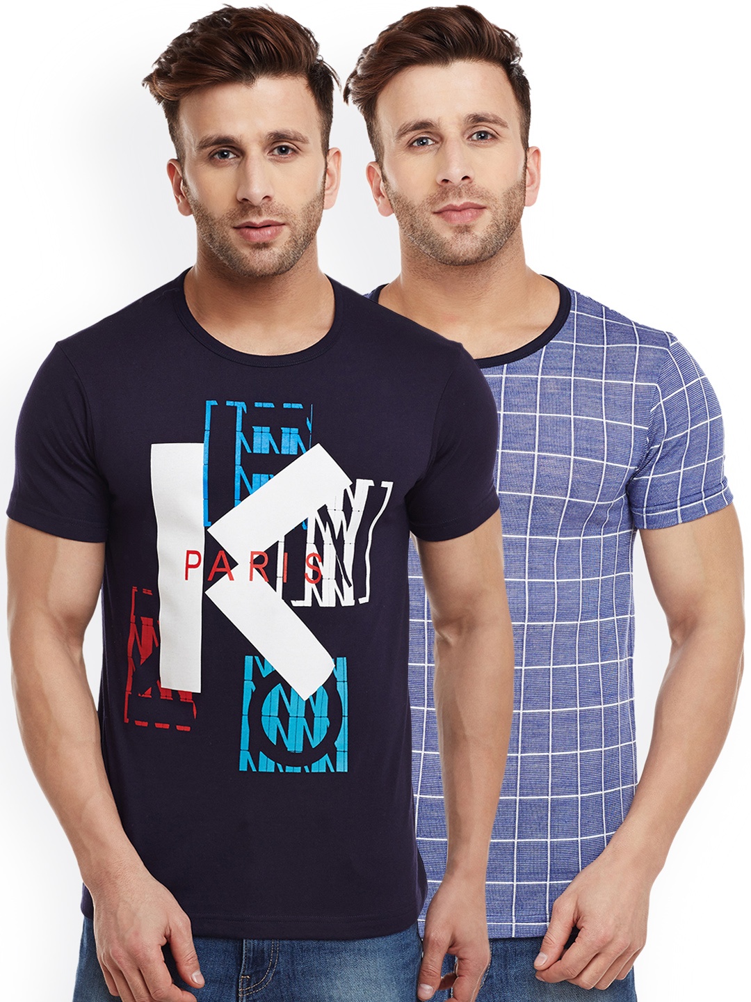 

VIMAL JONNEY Men Pack of 2 T-shirts, Navy blue