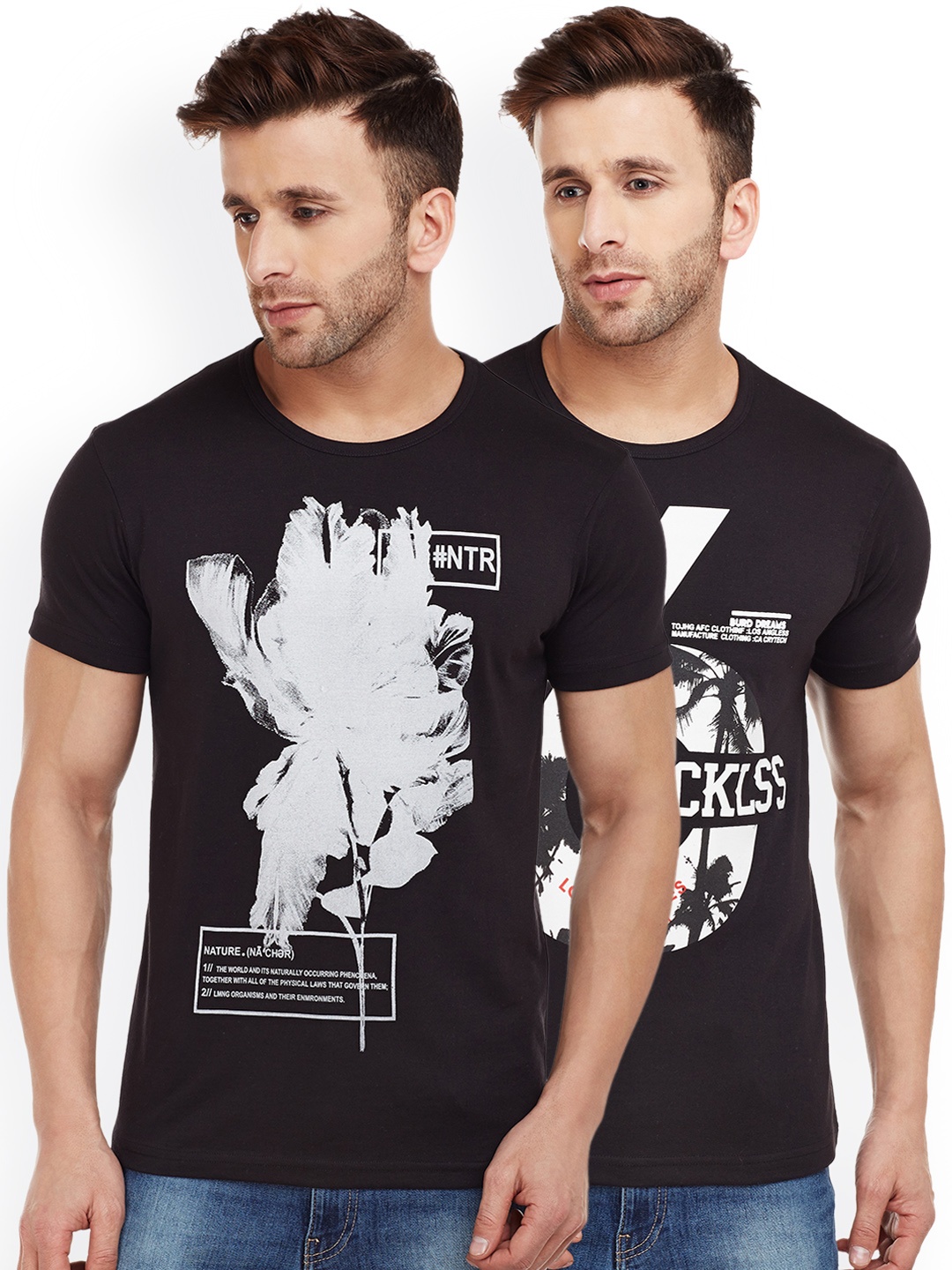 

VIMAL JONNEY Men Pack of 2 T-shirts, Black